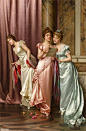 宫廷美人，Vittorio Reggianini 油画作品欣赏