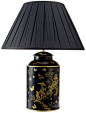 T3-032CB Hand painted tea caddy, black chinoiserie: 