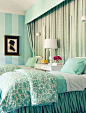蓝绿色的海洋气息的韩式卧室效果图