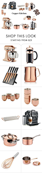 "Copper Kitchen" by bridier ❤ liked on Polyvore featuring interior, interiors, interior design, home, home decor, interior decorating, KitchenAid, Bodum, Viners and Tom Dixon