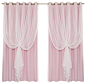 2 Piece Mix and Match Wide Dotted Tulle Lace Blackout Curtain Set, Light-Pink contemporary-curtains