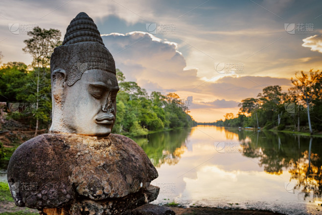 柬埔寨 石材 阿修罗 吴哥 在上面 护城河 古代文明 世界遗产 灵性 古董