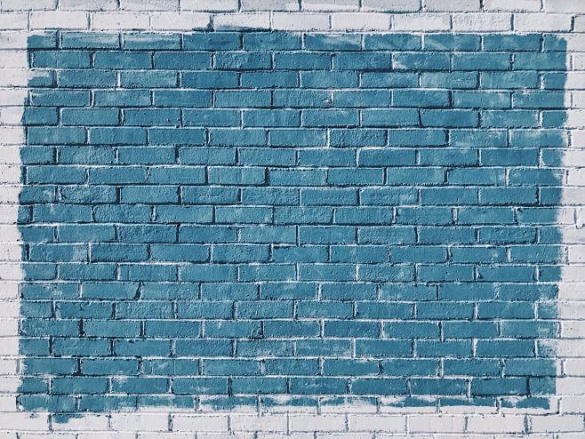 White and blue brick...
