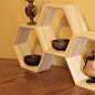 Honeycomb Shelving - Unfinished Set of Three Hexagon Shelves - Modular Do it Yourself Shelf - Cubby Organizers #手工# #家居# #木艺# #原创# #收纳#