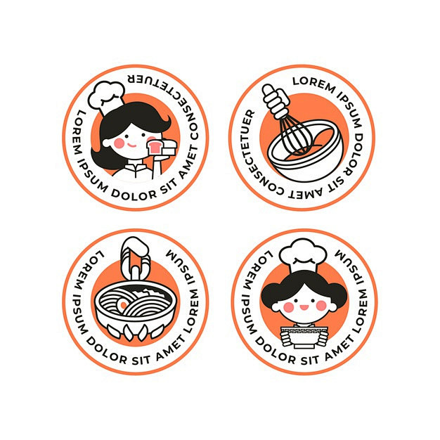 餐饮女厨师吉祥物logo标志矢量图素材