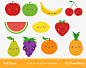 Cute Fruits Cartoon Clipart - Instant Download! : This fruit clipart set includes 11 cute graphics. The set consists of digital items and can be instantly downloaded straight to your computer. There is NO physical shipping involved. It is perfect for part