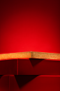 majestic-red-podium-made-gift-boxes-red-background