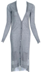 灰色超薄透麻长款V领针织开衫（多色）-最搭配