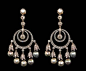 18k Y/G Black Pearls and Diamond Earrings - Yafa Jewelry
