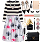 #fashionset #style #cute #fashionable #fashionista #stripes #floral #skirt #black #white #amazing #kawaii