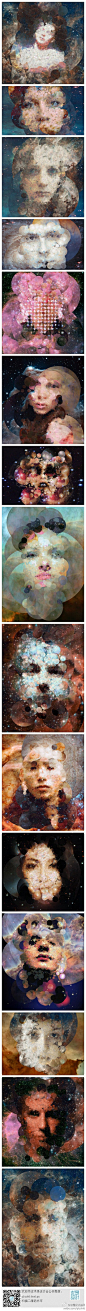 星尘主题人物肖像作品“The Stardust”。艺术家Sergio Albiac利用The Stardust Portraits（哈勃太空望远镜）观测宇宙星尘的成像效果，打造这一系列美妙的艺术创作。