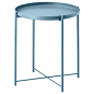 GLADOM 格拉登 托盘桌 - 蓝色  - IKEA : IKEA - GLADOM 格拉登, 托盘桌, 蓝色, , 托盘可拆卸，方便盛取食品茶点。托盘边缘设计巧妙，易于端拿，降低了杯子或碗滑落的风险。表面由涂粉末漆钢制成，结实耐用，易于清洁。你可轻松搬起和移动整张桌子，比如从沙发旁移至阅读椅旁。