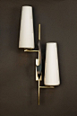 Pair of 1950s Asymmetrical Sconces by Maison Arlus | From a unique collection of antique and modern wall lights and sconces at https://www.1stdibs.com/furniture/lighting/sconces-wall-lights/: