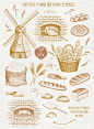 面包糕点磨坊小麦甜品手绘素描 包装元素AI矢量设计素材 (2)