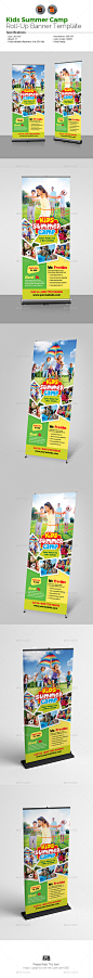 孩子夏令营上卷横幅——标识打印模板Kids Summer Camp Roll-Up Banner - Signage Print Templates冒险,艺术,艺术节,男孩,营地,庆祝,孩子,孩子,孩子 adventure, art, art festival, boy, camp, celebration, child, children, children