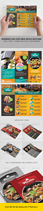 Restaurant and Food Menu Trifold Brochure - Food Menus Print Templates