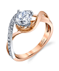 Contemporary, designer diamond engagement ring by Parade Design in two tone white and rose gold.