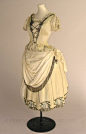 #19th-Century Fashion#
1883-1887年间的化装舞会礼物~
裙子上的金属饰边原本是漂亮的银色，但由于时光的流逝已经黯淡无光了。
via FIDM博物馆 ​​​​