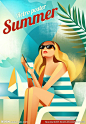 美女夏季旅游广告海报