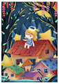 儿童插画——屋顶的星星