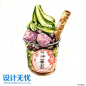 抹茶冰淇淋日式手绘美食料理插画JPG图片素材奶茶甜品小吃拉面菜单设计冰淇淋水彩