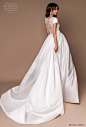 betta la betta 2020 bridal cap sleeves illusion bateau deep v neck heavilty embellished bodice slit skirt a  line wedding dress overskirt sheer lace back chapel train (9) bv