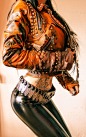 Image of TOXIC VISION Baphomet brown leather warrior jacket