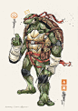 NINJAS : A series of illustration from the pop cultural movie Teenage Mutant Ninja Turtles