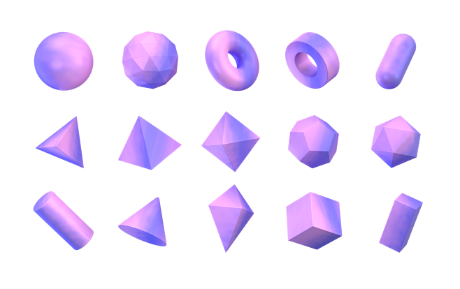 3D几何形状包球体立方体圆锥体十二面体八...