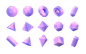 3D几何形状包球体立方体圆锥体十二面体八面体图形PSD素材PNG免扣