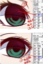 推荐SAI可爱的眼睛画法及技巧，（作者：@麋鹿mi-lu）红眼睛精灵的眼神，很赞转需吧~
