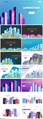 15款城市高楼大厦插画AI格式2021831 - 设计素材 - 比图素材网