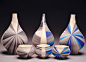 Blue Line Shift, 2012, colored porcelain, 11 x 22 x 12 in.; Photo: Peter Pincus
