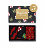 Singing Holiday Socks Gift Box : 还在为节日礼物发愁？Singing Holiday 袜子礼盒帮你排除烦恼！一个装点有金色礼物盒的包装内，三双圣诞节主题的精梳棉袜子乖巧的挨着彼此：排有黑色丝带印花的红袜子，白色绿色礼物盒印花的黑袜子，和圣诞礼物印花的红袜子，绝对是节日礼品季的不二之选。更赞的是，这个神奇盒子会在你打开的瞬间开始唱圣诞歌！绝对的惊喜，绝对值得购买。提供男士和女士尺码。
