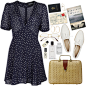 A fashion look from July 2017 featuring v-neck dresses, laced up flats and brown purse. Browse and shop related looks.
