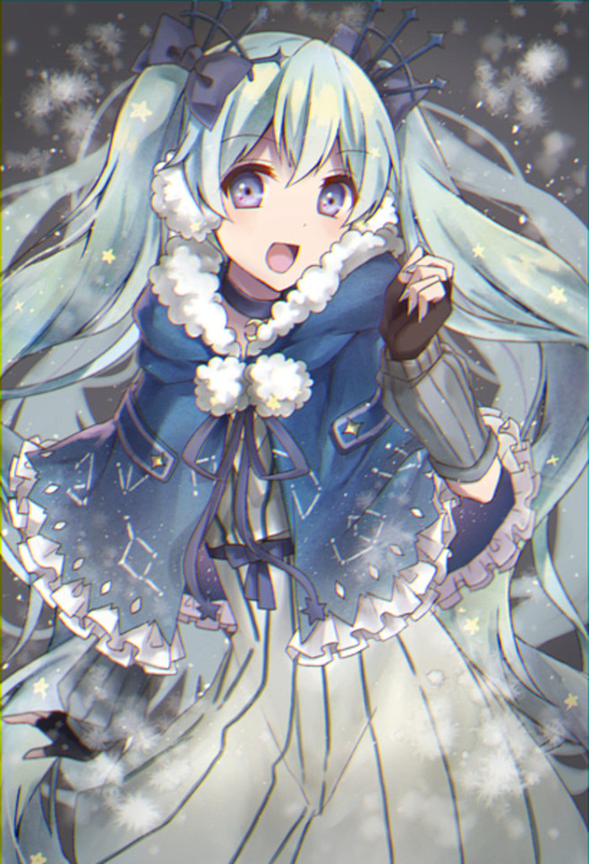 冬の夜ミク 初音未来 动漫美少女 壁纸 ...