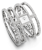 Piaget Couture Précieuse Exceptional cuff watch Radiant Laces Inspiration. Crafted in 18K white gold. Case and integrated clasp set with 26 brilliant-cut diamonds (approx. 0.8 ct). Bracelet set 288 baguette-cut diamonds (13.8 cts) and 85 brilliant-cut (a