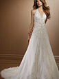 2013 A-line halter deep V-neck Long Length lace Wedding Dress [L1GOUQBU] - $219.99 : 200Shop.com