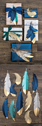 #paperfeathers #goldfeathers #giftwrapping www.LiaGriffith.com: 