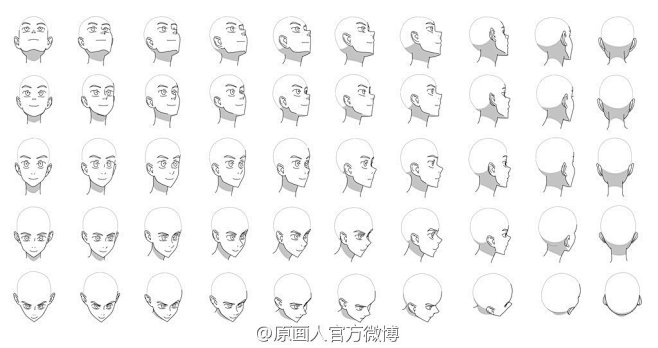 可以做参考的、头的各种角度示例，有些角度...