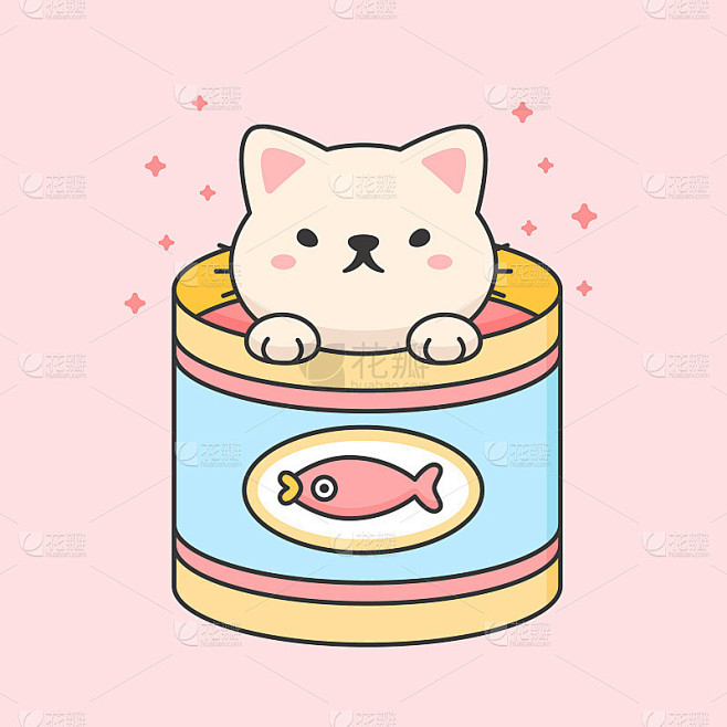 可爱的猫在金枪鱼罐头