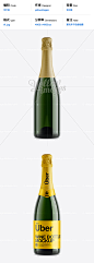 10746 Champagne Bottle Mockup 透明香槟酒瓶酒标产品包装样机展示素材 yellow images