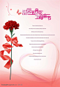 母亲节展板背景-红色康乃馨和蝴蝶结