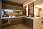 大户型120平方三室二厅现代中式风格家庭厨房整体橱柜隔断装修效果图
