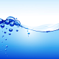 蓝色气泡水背景矢量素材，素材格式：AI，素材关键词：背景,水,气泡,波浪