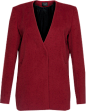 酒红色V领羊毛西装大衣外套-最搭配