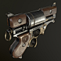 Steampunk revolver, Gregory Trusov : Small project for this weekend. <br/>12.1k tris, 10.8k vertices without bullets, 2k textures. <br/>Original concept design by Kris Thaler <a class="text-meta meta-link" rel="nofollow"