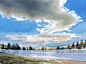 水彩画：天空与地平线丨来自美国画家David Rankin~~~