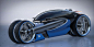 romain gauvin designs futuristic four-wheel bugatti 100M concept motorbike :  
