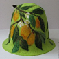 Банные принадлежности ручной работы. Ярмарка Мастеров - ручная работа банная шапка " фруктовый сад ". Handmade.